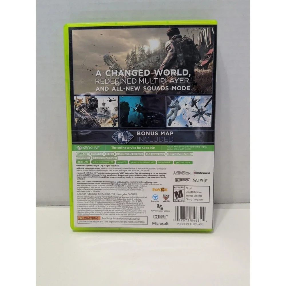 Call Of Duty Ghosts Microsoft Xbox 360 Activision FPS Video Game 2-Disc Set